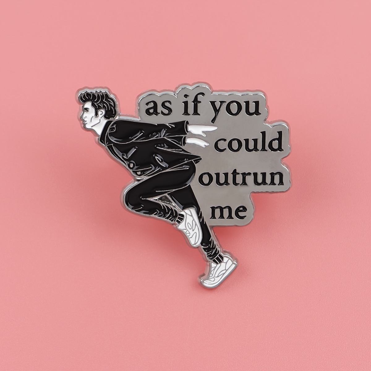 

Zinc Alloy Enamel Lapel Pin - " You Could Outrun Me" Brooch For Backpacks, Jackets, And Accessories - Mixed For Adults & , - 1pc