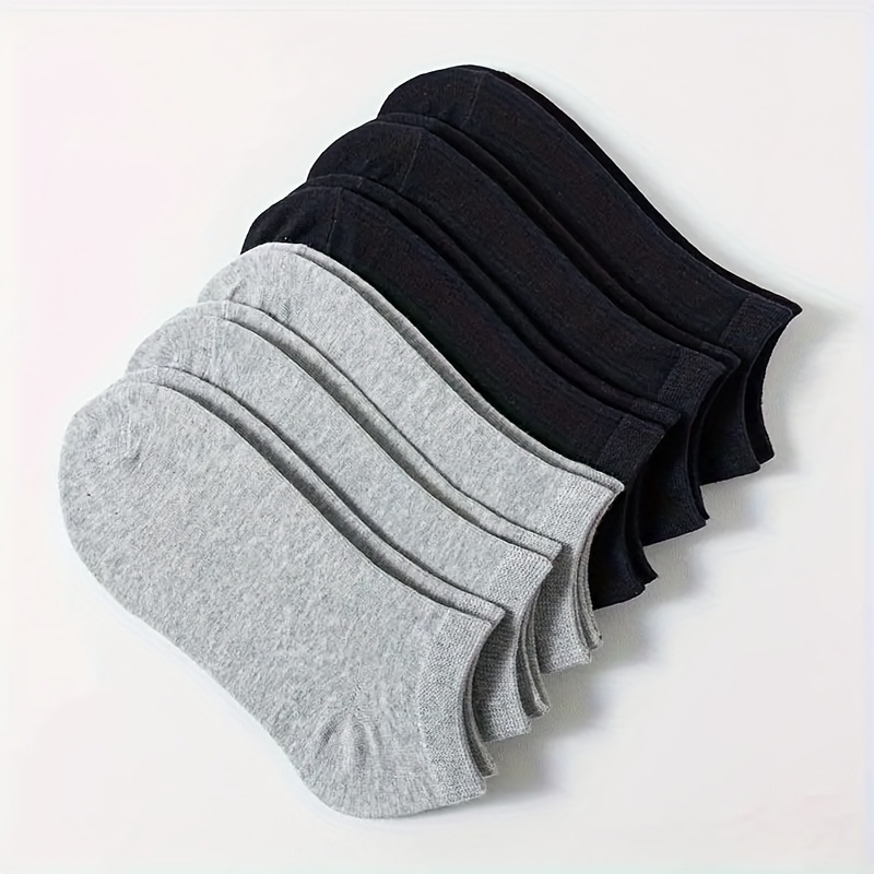 TEMU 6 Pairs Of Unisex Breathable Invisible Boat Socks - Moisture-wicking Fiber, In Solid Colors (black, White, Gray), Comfortable For Everyday Wear,
