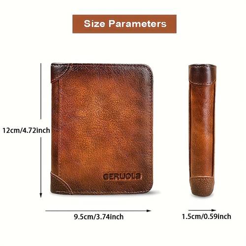 mens vintage genuine leather rfid blocking wallet thin short multi function id credit card holder gifts