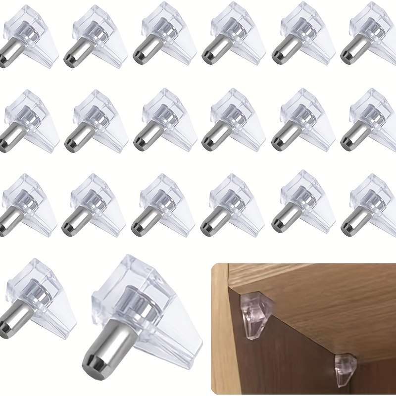 

50pcs Transparent Plastic Shelf Bracket, 0.19"/5mm, Shoulderless Design, Used To Support Kitchen Furniture, Bookshelf And Other Cabinet Shelves In Various