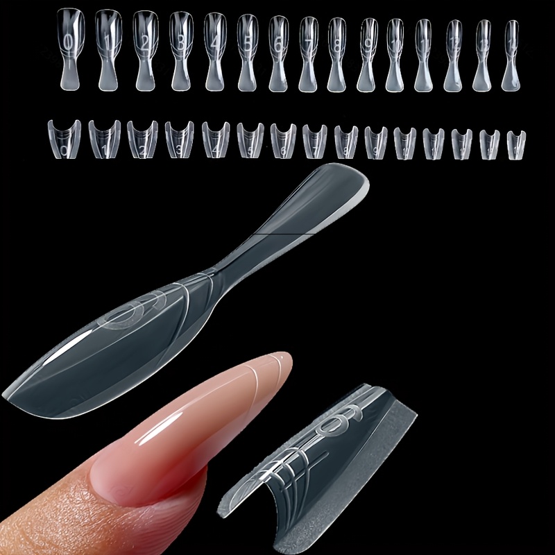 E-shop 240 Stück Doppel-Nagelspitzenformen - Nagelformen für schnelle Nagelverlängerungen ohne Papierformen, mit 15 Größen von Kunststoffformen, für