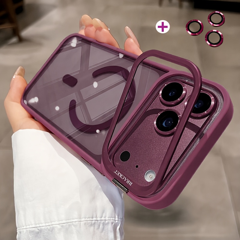 TEMU Phone Case: (1 Case   1 Lens Protector) Luxury Transparent Lens Bracket Magnetic Phone Case Compatible With Iphone 18 Pro Max 17 16 15 14 13 Pro