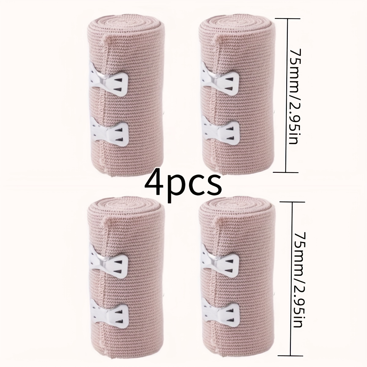Image of 4pcs Adjustable Rolls - Retractable To 173.22 Inches, Light Brown With White Straps, For Wrist, Ankle, Foot & Knee Support - Ideal For Sports, Fitness & Daily Use