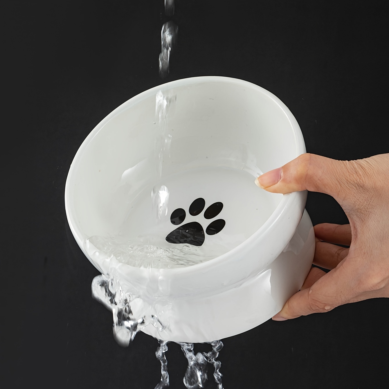 

Elevated Ceramic Dog Bowl - Tilted Design For Comfortable Feeding, Black