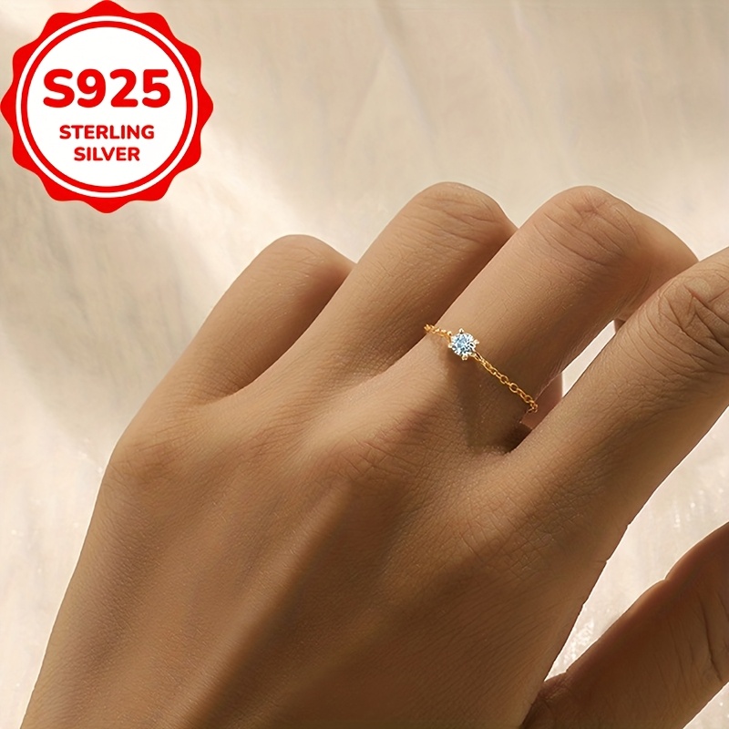 TEMU 1pc S925 Sterling Silvery Fashionable Open Chain Ring, Korean-style Minimalist Ins-style Adjustable Index Finger Ring For Women, Niche Cool-