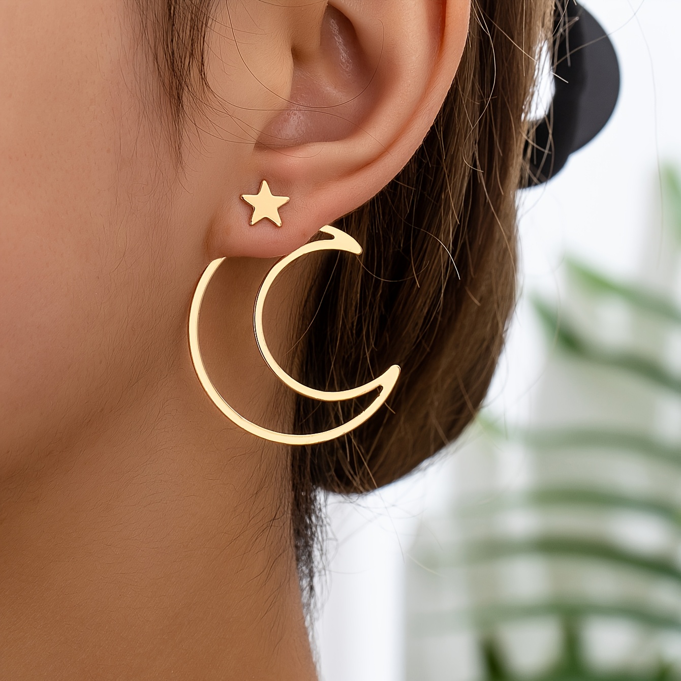 

Ensemble Élégant de 2 Pièces Boucles d'Oreilles en Métal Creux Étoile & pour Femmes - pour ou les Fêtes