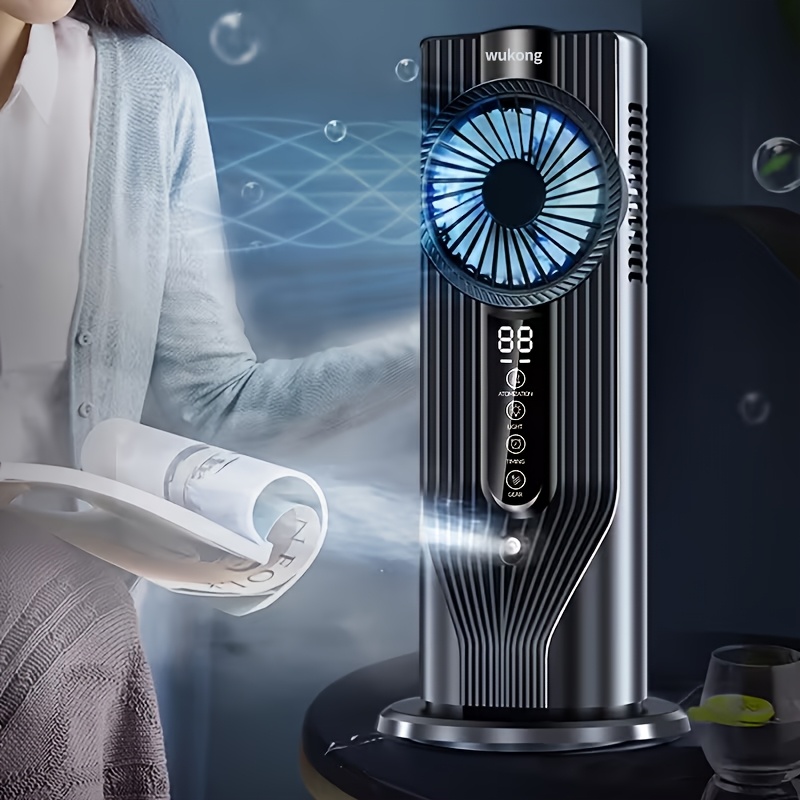 Expériencez un refroidissement rapide en trois secondes ! Ce ventilateur humidificateur de climatisation portable USB à 6 vitesses fonctionne silencieusement et de manière efficace, et il est doté d'u