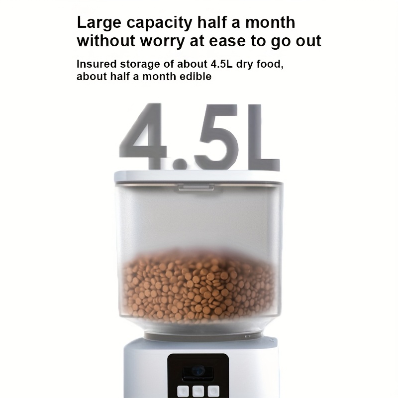 automatic cat feeder with hd camera 2 4g wifi automatic dog feeder with night vision   food dispenser with 4 5l pet food storage container two way audio night vision   review detachable for easy clean Product details 4