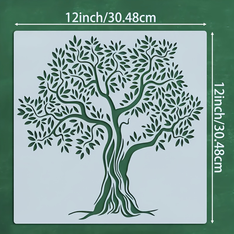 E-shop 12x12 Zoll Großes Wiederverwendbares Baum-Schablonen-Set - PET-Material für Stoff, Leinwand, Scrapbooking, DIY-Basteln, Heim- & Wanddekoration -