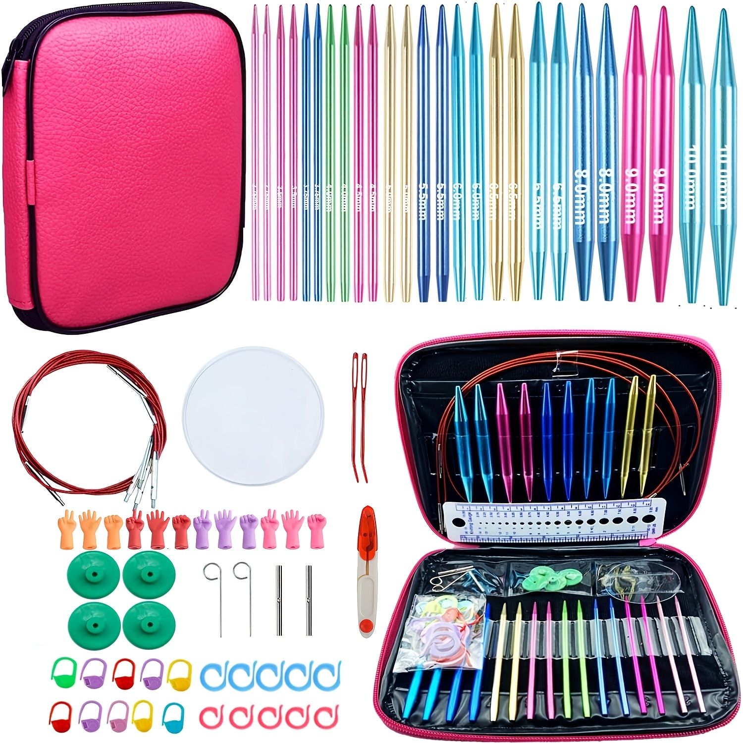 75pcs Professional Crochet Hook Set, 13 Sizes Ergonomic Soft Rubber Handle Crochet Needles (2.0-8.0mm) With Storage Case, Complete Yarn Weaving & Knitting Craft Kit For Beginners, Sweaters And Scarves