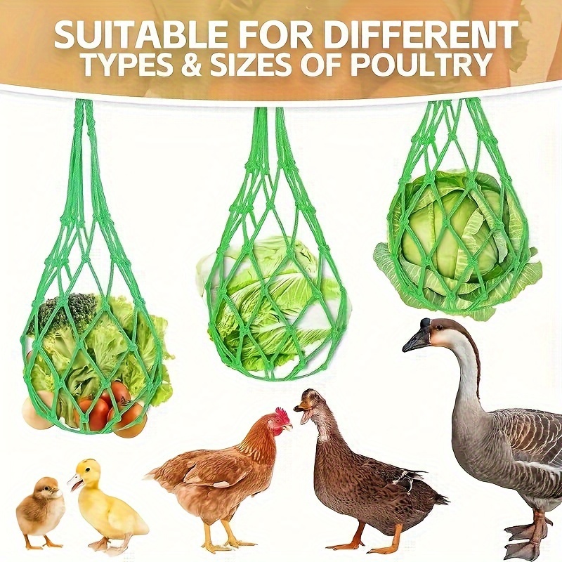 

2pcs Chicken Vegetable Hanging Feeders - Nylon Poultry Treat Bags With Hooks For Hen, Goose & Duck -