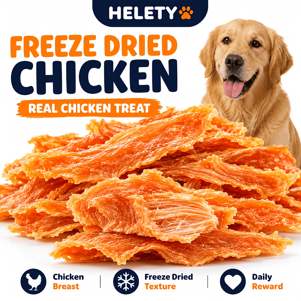 TEMU Helety Freeze Dried Dog Treats, Real Chicken Dog Snacks, High Protein Freeze Dried Meat Treats For Dogs, Crunchy Training Reward Snacks, Food