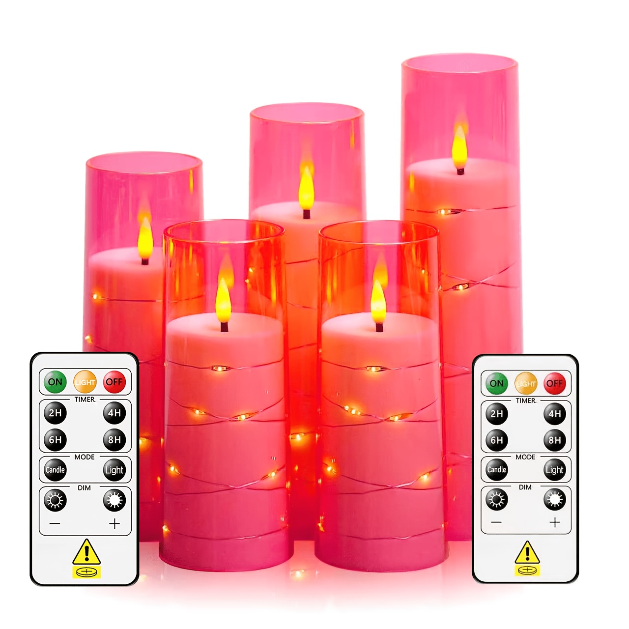 TEMU Nimiko Pack Of 5 Flameless Candles (with 2 Remote Controls And Timer Function), String Lights, Warm Flickering Smokeless Led Candles, Ideal For