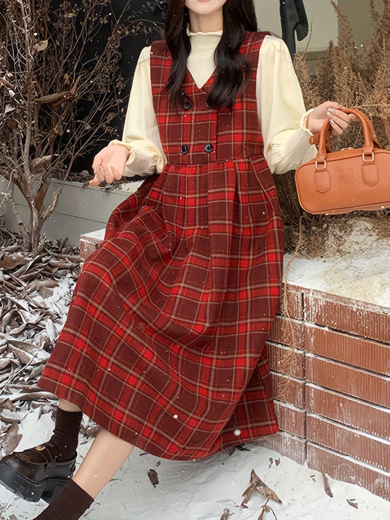 korean french style vintage christmas dress - Temu