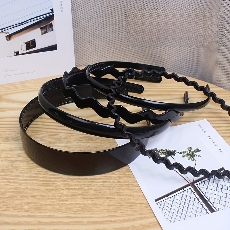 5pcs Set Black Non-Slip Teeth Hair Headband System With Plastic Hair Pins - Hold For Bangs, Volume & Styles (Hip-Hop/Minimalist) For &, Daily Use - Foto 9