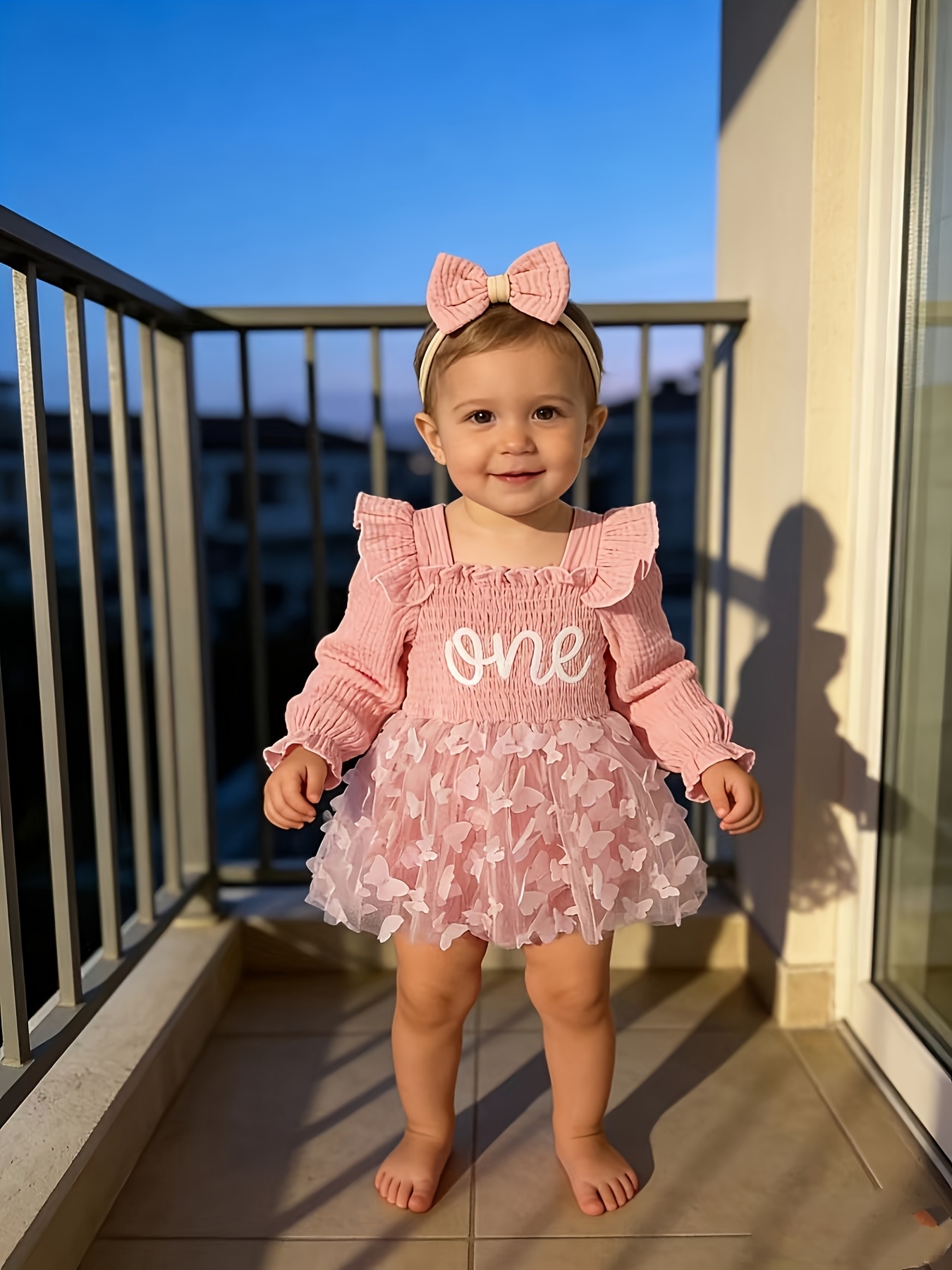 girls   elegant long sleeved strapless ruffle dress with tulle skirt towel embroidery one tulle with laser cut butterflies