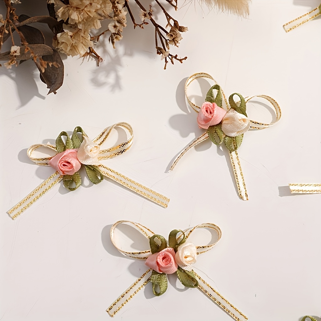 50pcs High-Quality Polyester Elegant Rose Bows