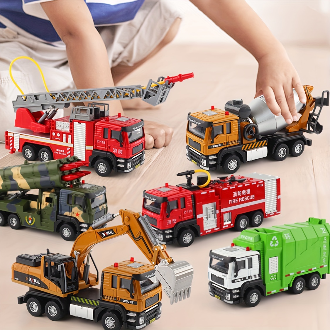[Alloy City Construction Vehicle] 1:50 Alloy Simulation City Construction Vehicle - Excavator, Engineering, Water Tank, Ladder, Firefighting, Military, Garbage, Sprinkler, Truck, Transport