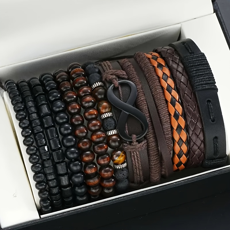 E-shop 12er Set Vintage Klassische Herrenmode Perlen aus Kunstleder Acryl für Outdoor, Geschenk für besondere Anlässe, Vatertagsgeschenk,