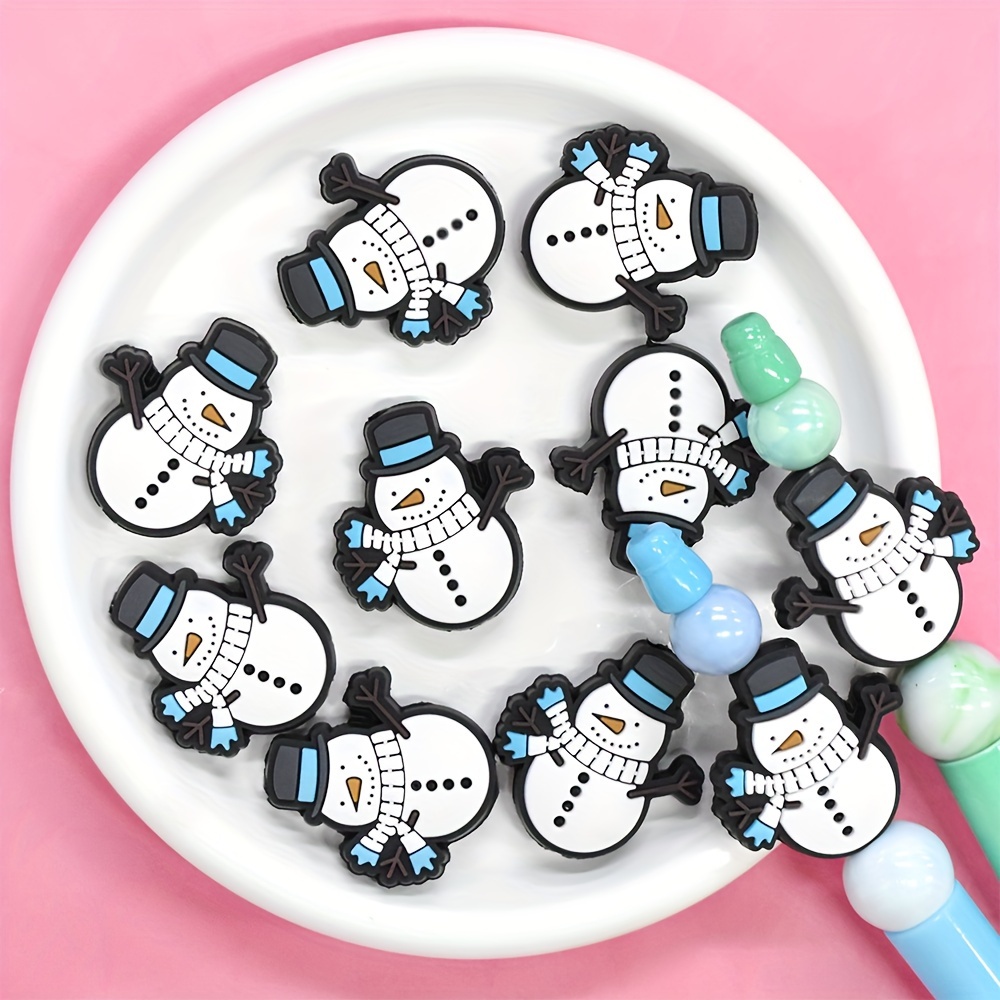 

10pcs Snowman Hat - Pvc/plastic, For Diy Keychains & Accessories (no Pen Included), For