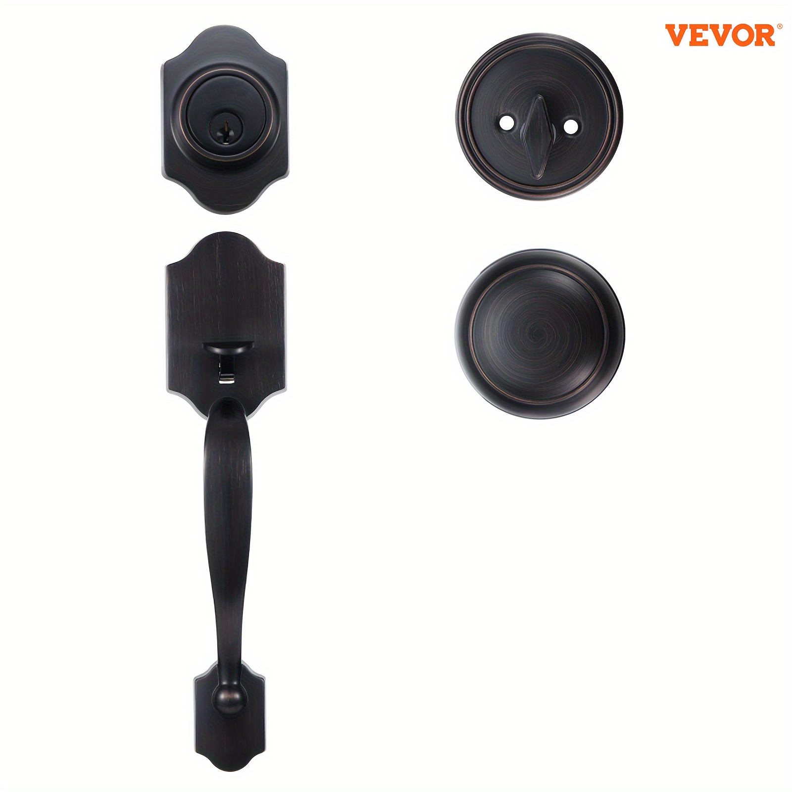 

Vevor Antique Copper Front Door Handle & Deadbolt Set - Adjustable Single Cylinder Knob, Sleek Black With Interior Keyhole, For Right & Left Handed Doors, Door Knob Handle