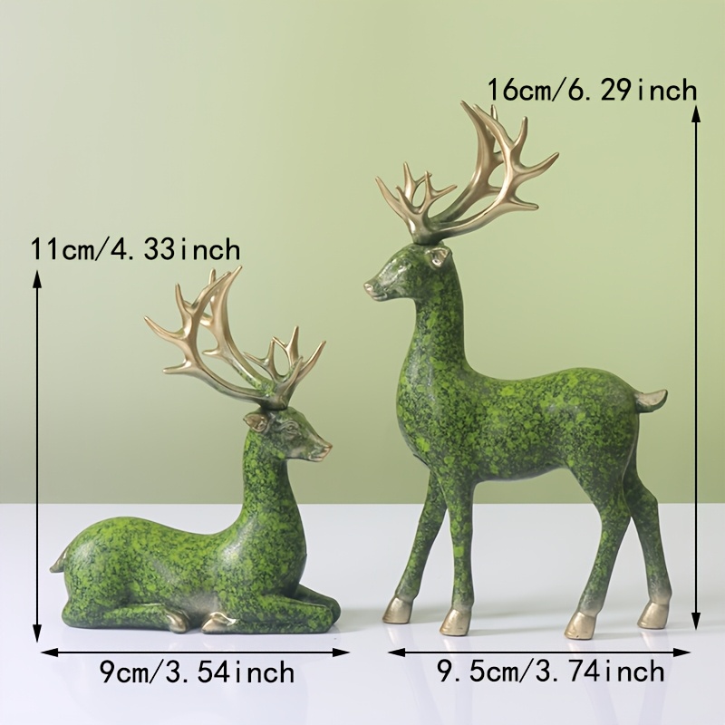 TEMU Collectible Figurines ï¼2pcs Resin Deer Statues Suitable For 's Day Decor - Elegant Letter Figurines With Antlers, Table Centerpiece For