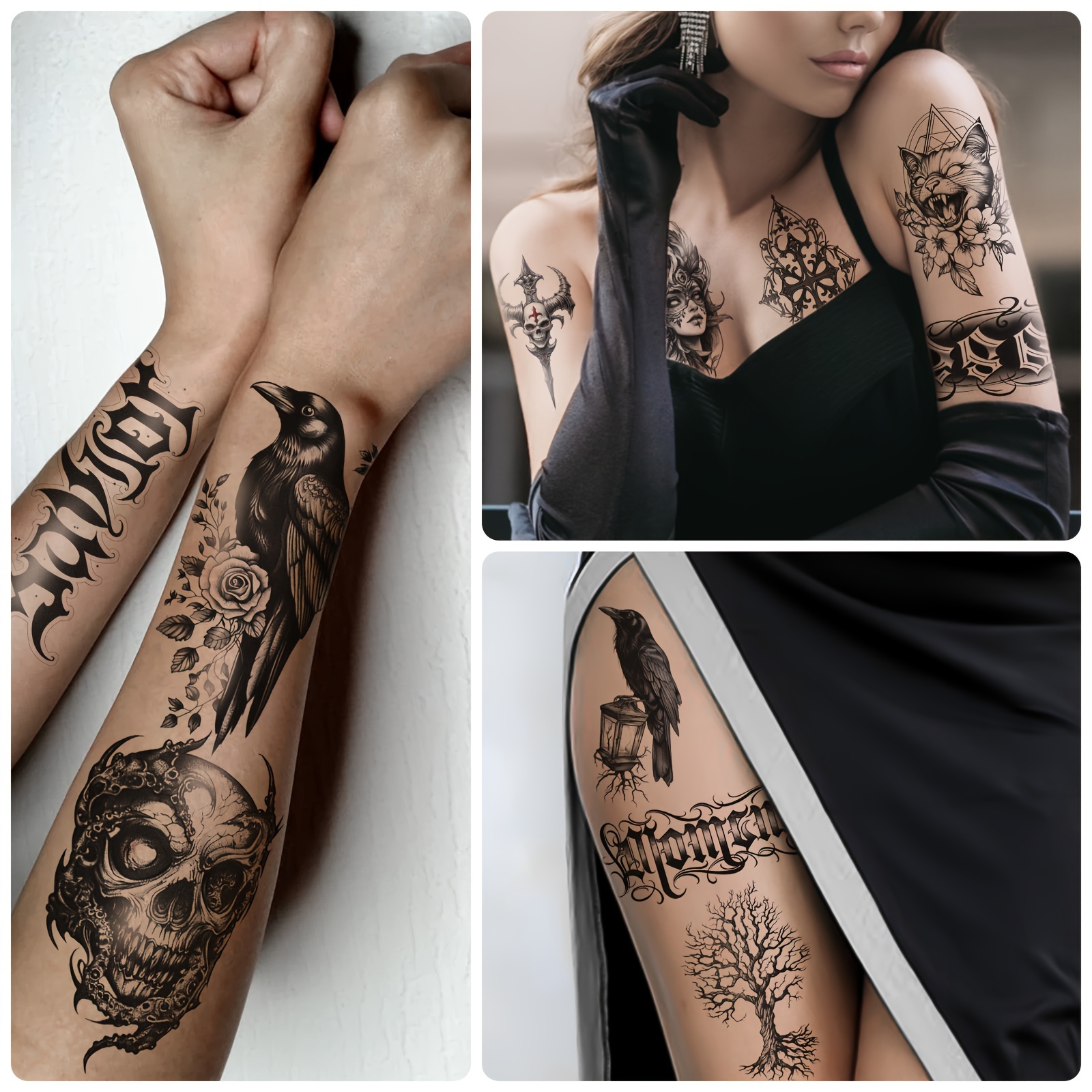 60pcs waterproof temporary tattoos skull designs for adults long lasting   tattoo stickers