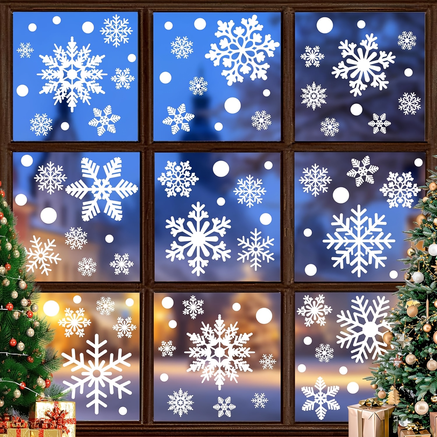 TEMU 120 piezas de decoraciones navideñas, pegatinas navideñas para ventanas, pegatinas de para ventanas, pegatinas de navideñas de cara, adecuadas