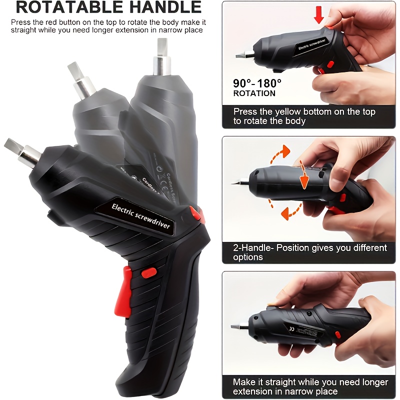 2 piezas más un cable de   de regalo / 15/26/47 piezas de destornillador eléctrico,   de resina abs, compatible con múltiples cabezales, potente, precisión eficiente,   con una batería de litio recargable usb 8