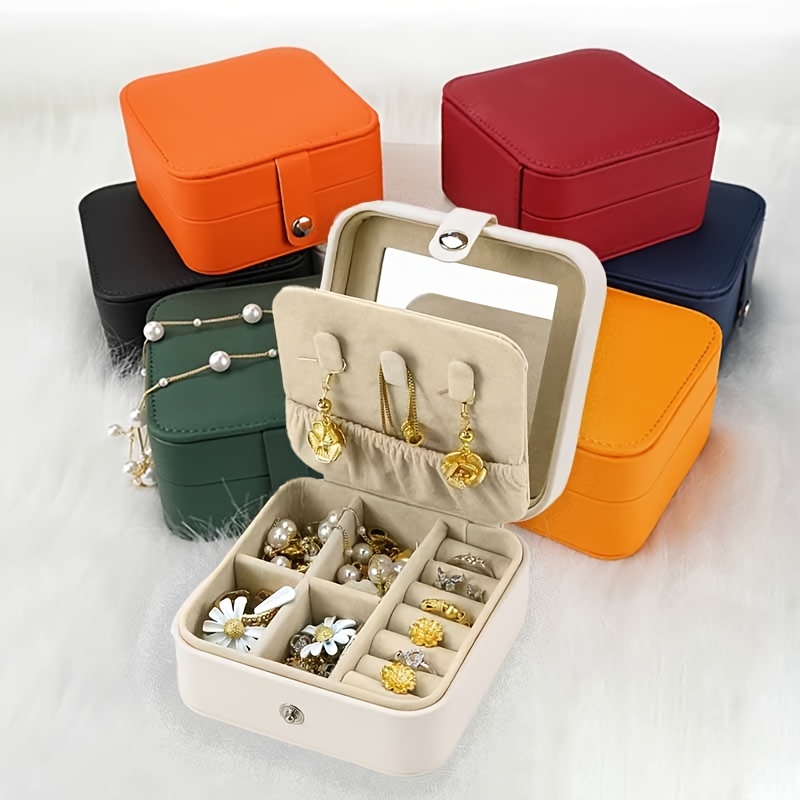 

1pc Mini Leather Travel Jewelry Box | Travel Jewelry Box | Women's Jewelry Box | Jewelry Travel Container With Jewelry