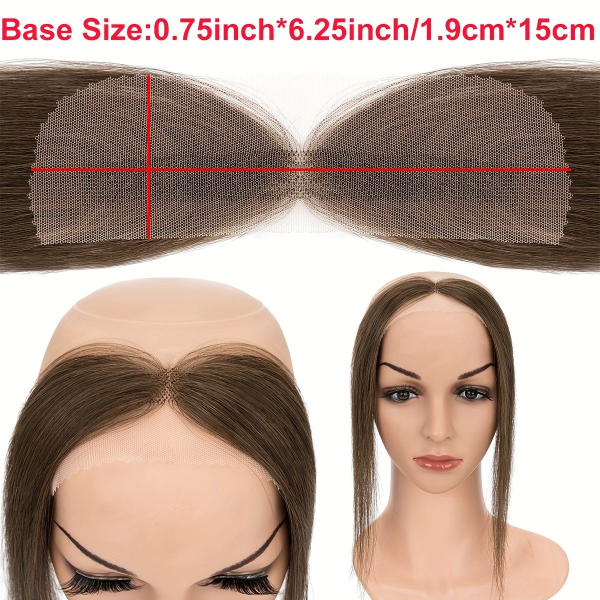 natural looking 10 inch straight human hair topper - Temu display picture 3