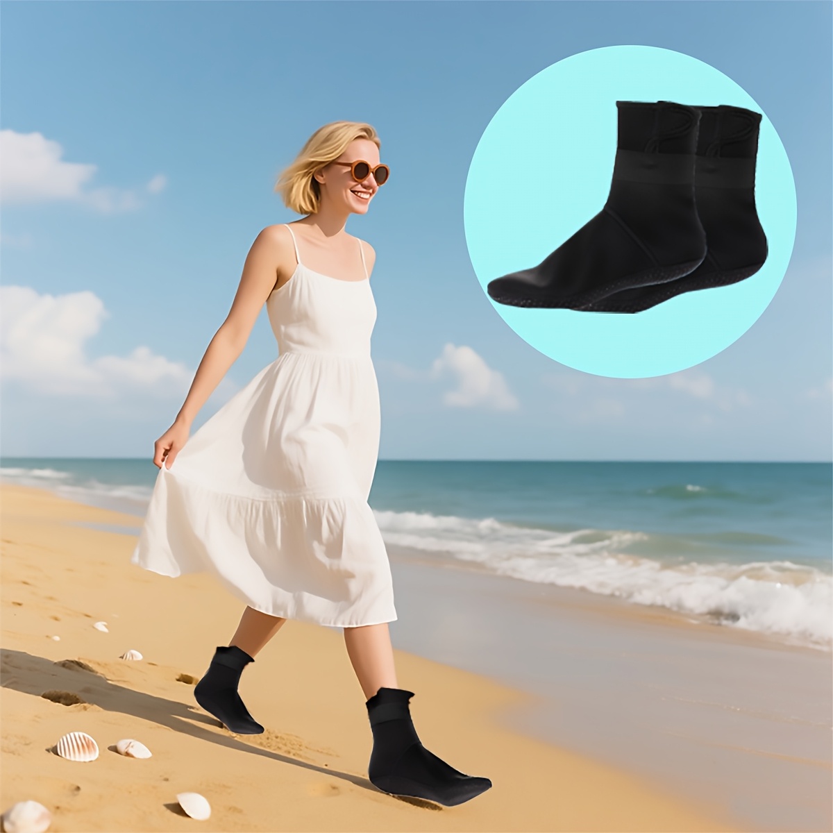 Neoprene Long Diving Socks * * for American Teachers' Day, Hook-And-Loop  Anti-Drop Design, Non-Slip Wear-Resistant Sand-Proof, Suitable for Surfing,  Snorkeling, Swimming, Stream Trekking, Paddle ...