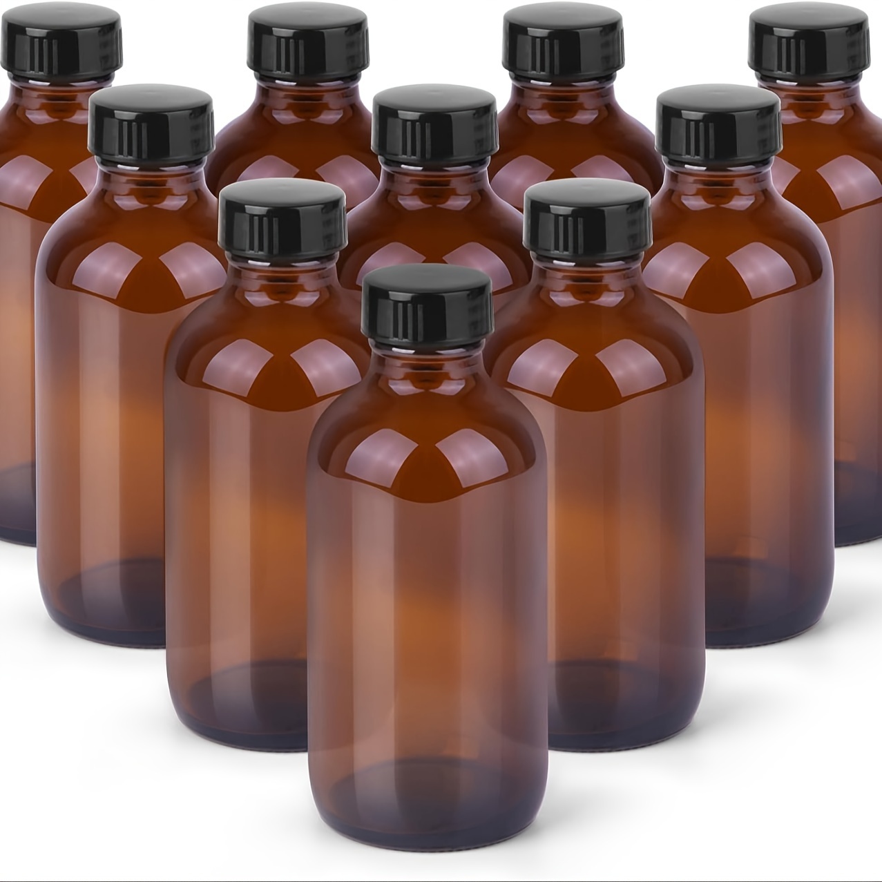 

10pcs Amber 4oz Small Glass Bottles With Lids And Funnels, 100ml Boston Round Glass Bottles, Leak Proof Mini Travel Bottles, Perfect For Diy Essential Oils, Hot Sauce And Juices