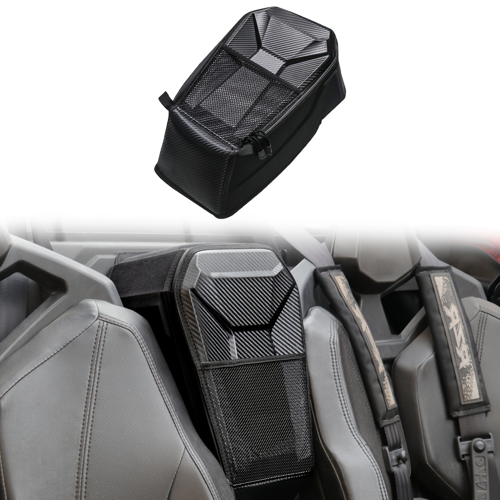 TEMU Compatible For 2020 Rzr Pro Utv Center Seat Storage Bag - Carbon Fiber Texture, Pu Molded Frame, 600d Fabric, Heavy-duty Water-resistant Organizer For Off-road Tools & Accessories