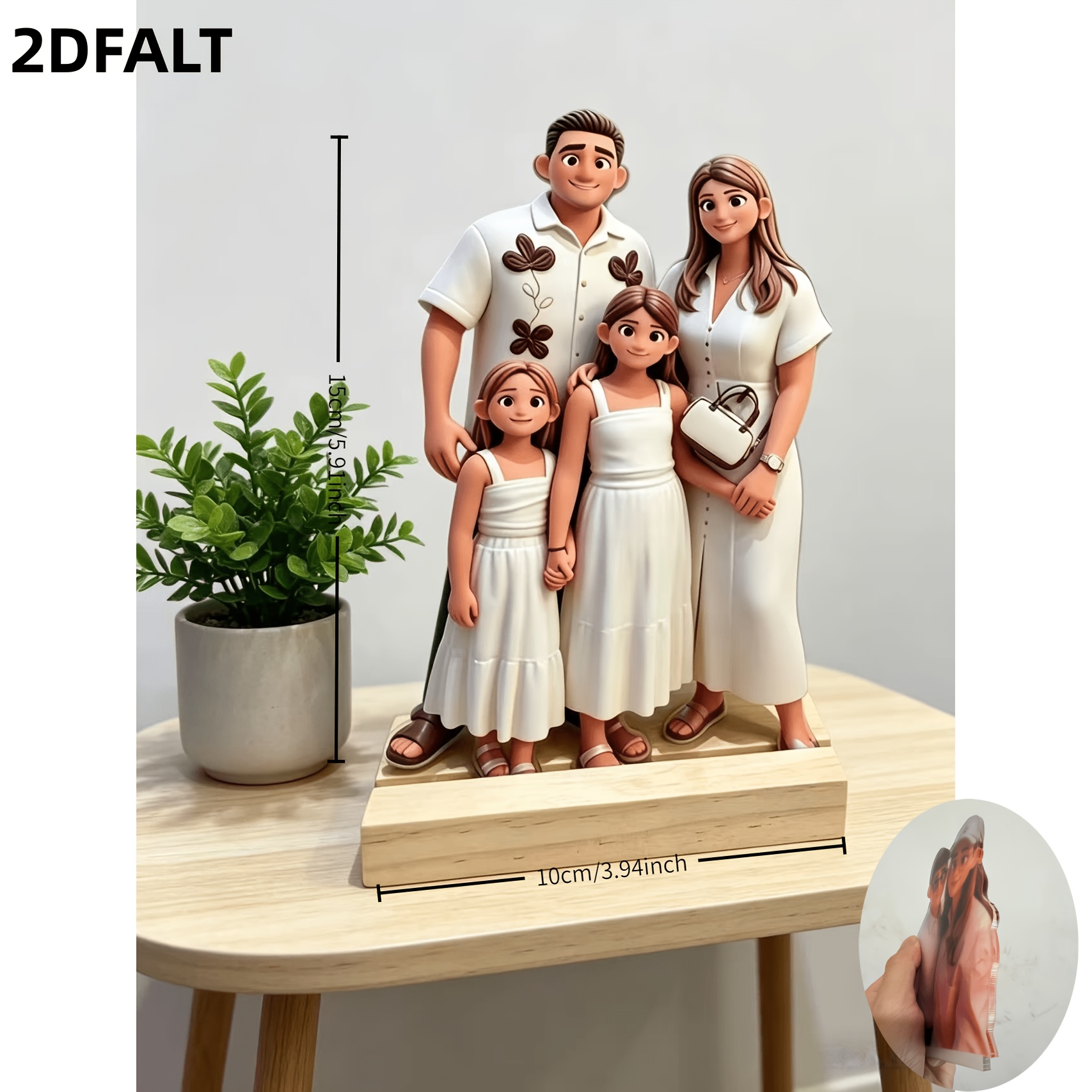 TEMU 2d Flat Personalized Custom Cartoon Photo Portrait - Ai Designed Cartoon Illustration, Acrylic Desktop Ornament, Vibrant Colors - Ideal Gift For