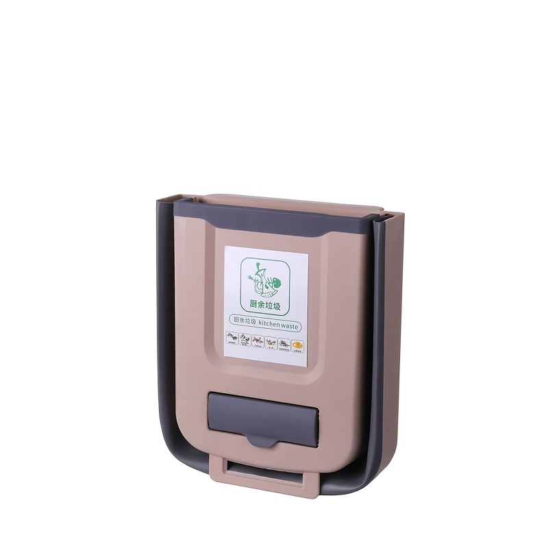 TEMU Foldable Hanging Kitchen Trash Can, No-bending Under Cabinet Garbage Bin