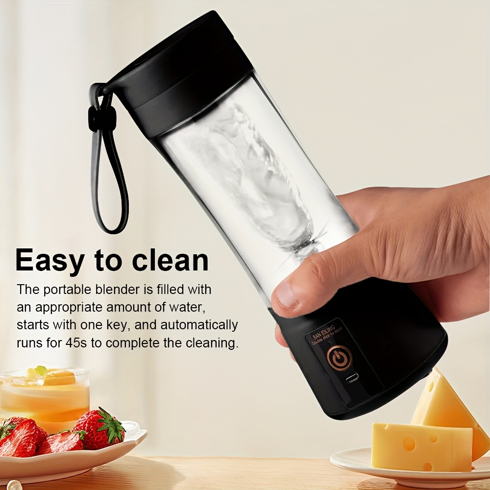 12.85 Oz Rechargeable Portable Blender Cup, Electric USB Juicer Blender, Mini Blender for Shakes And Smoothies, Juice, 380Ml, Six Blades Perfect for Mixing, Easy to Clean, Great for Travel, Office, Picnic - Fresh Juices Anywhere