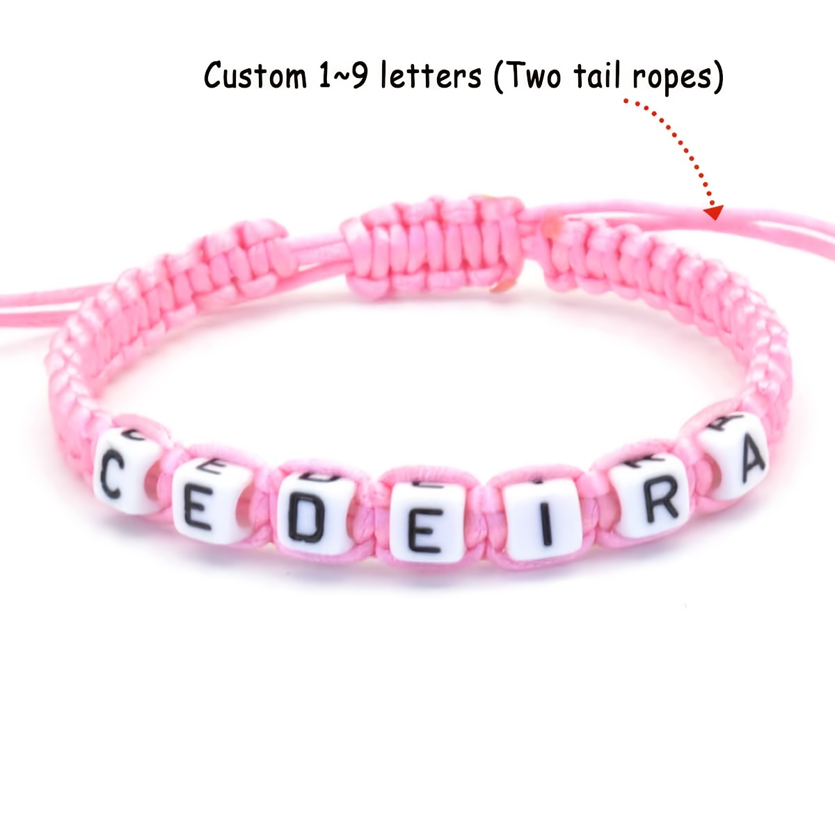 TEMU 1pc 1pcs Hand-woven Name/text Bracelet - Retro Bead Woven Suitable For Birthdays, Valentines, Anniversaries - Custom Text/name Gift For ,