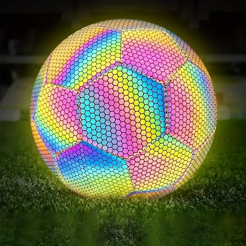

1pc Size 5 Reflective Football, Colorful Luminous Soccer Ball For Indoor And Outdoor Night Training And Play