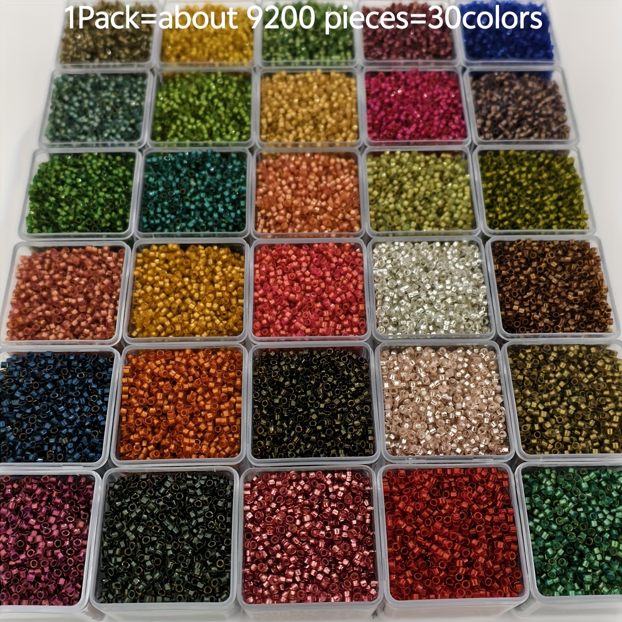 E-shop 9200 Stück Glas-Samenperlen, 2,5 mm 30 Farben Dekorative Magic Reis Perlen, für Schmuckherstellung, Halskette, Ring und Ohrring Herstellung