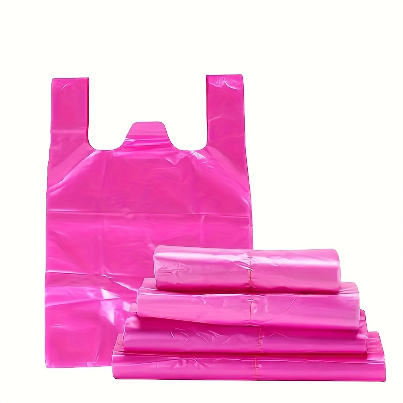 

200pcs Pink Waterproof Plastic Shopping Bags With Handles - , Leak-proof Grocery Bags For Fruits & Vegetables - Ideal For Retail, Restaurant, And Grocery Store Use