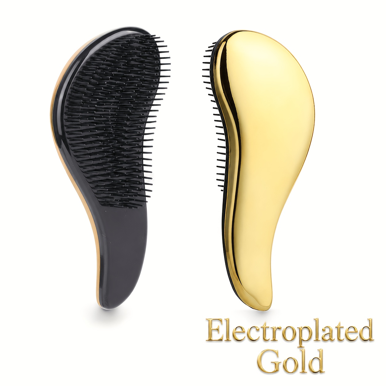 TEMU 1pc Electroplated Detangler Brush | Premium Brush, , Suitable For All Hair Types, Wet Or Dry, Soft Curling Brush For Women, Men, And Adults |
