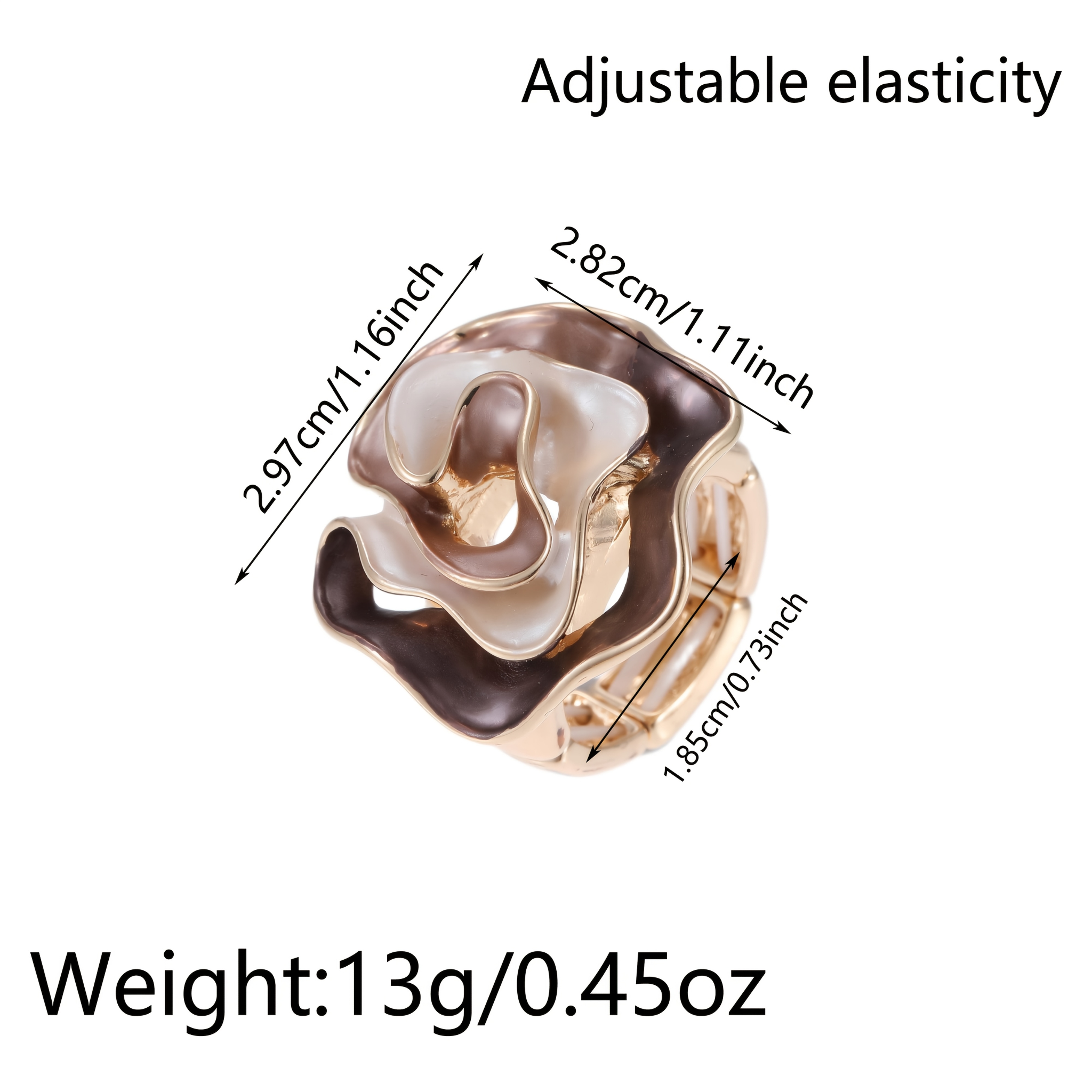 Women's 2pcs Plated Enamel Flower Adjustable Ring Set