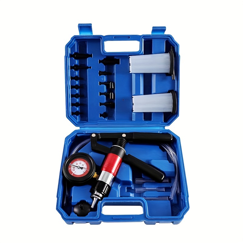 

Handheld Vacuum Pressure Pump And Brake Bleeder Kit, Manual With Gauge - Automotive Tool For Leakage Testing And Fluid , Fits Multiple Models