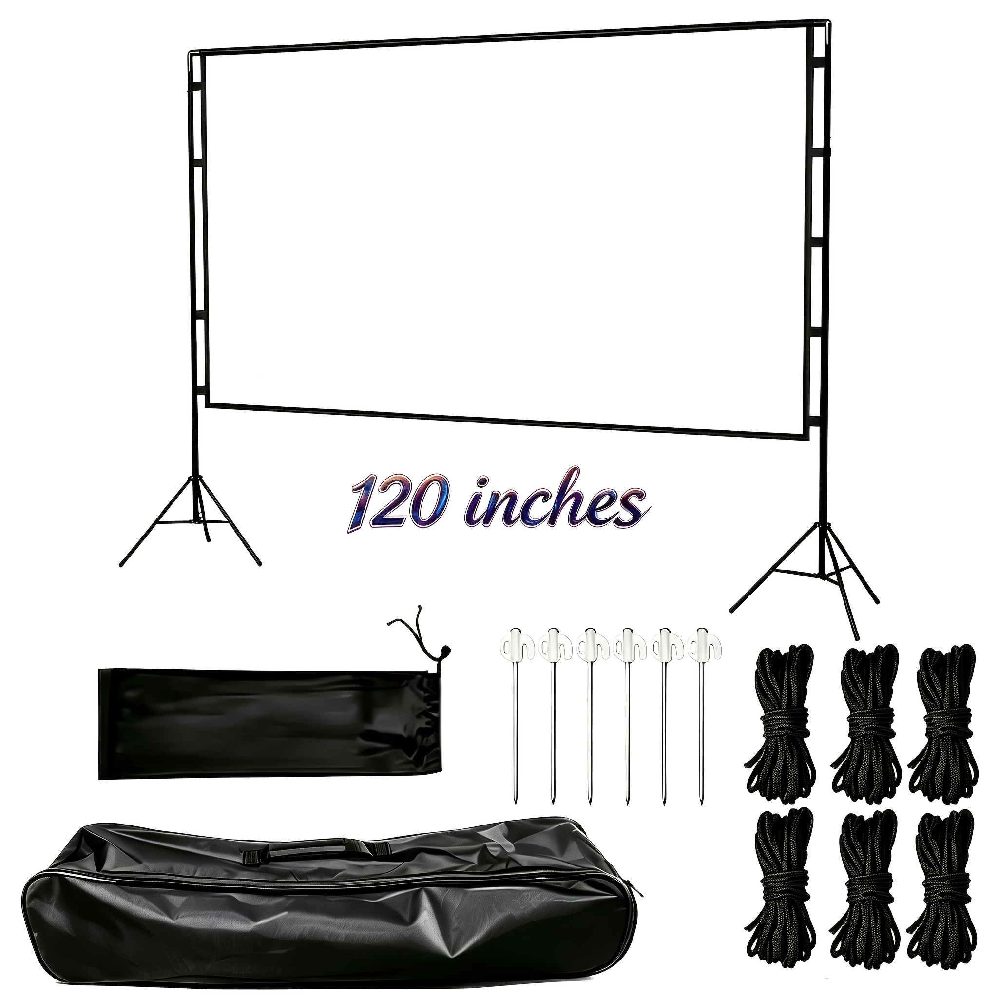 Image of 100/120 Inch Portable Mobile Projector Screen With Tripod Stand 16:9 Hd Projection Screen Easy To Operate Suitable For Home Suitable For Office Presentations And For , Holiday Gift