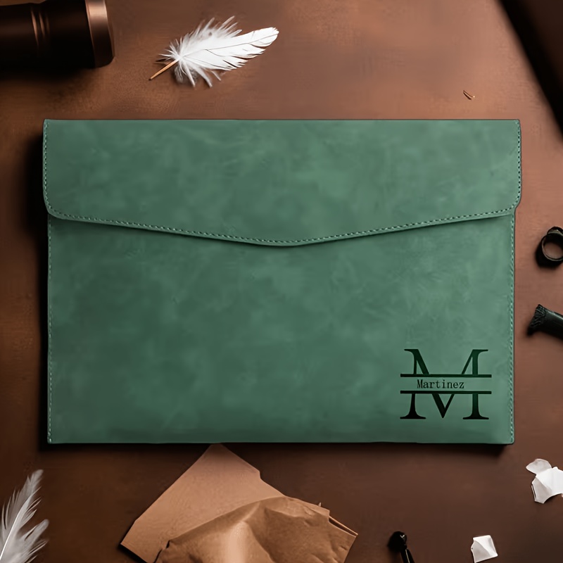 TEMU 1pc Personalized Folder - Custom Engraved Name & Logo Retro A4 Portfolio Suitable For Office,, Business, Large Capacity Document Holder With