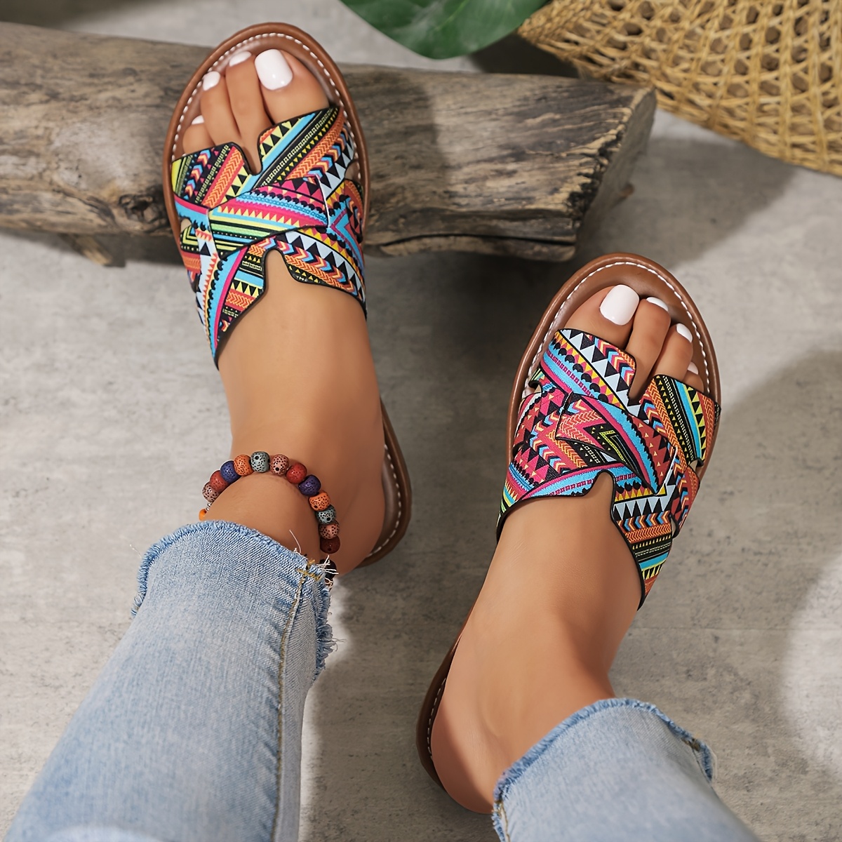 Women'S Summer Casual Slide Sandals - Open Toe, Flat Heel, Slip-On Upper with Man-Made Insole & Rubber Sole, Stylish Beach Footwear