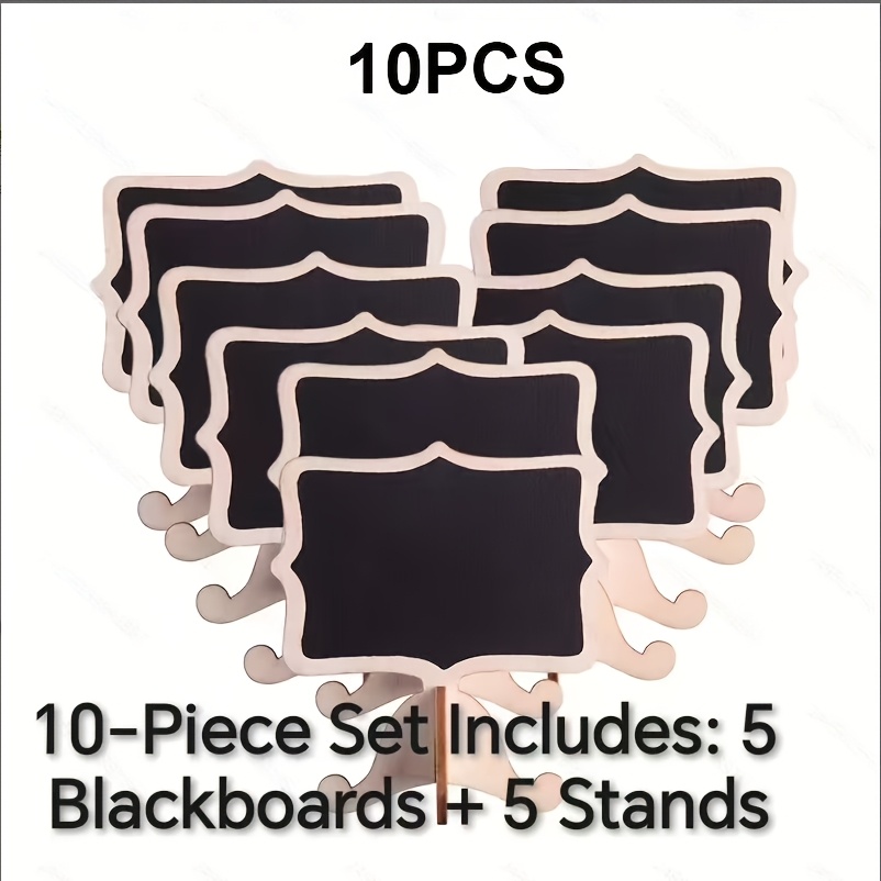 Image of 10pcs 5 Sets Mini Rectangular Blackboard Signs With Stands, 5 Blackboards & 5 Stands Suitable For Weddings, Birthday Parties, Table Numbers, Food Labels, Special Event