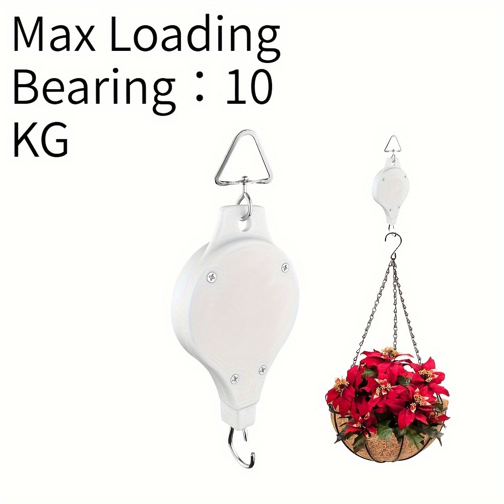 2 x Indoor or Outdoor Hanging Basket Pulleys - Strong Retractable Plant Hanging  Hooks for Easy Reach Hanging Baskets