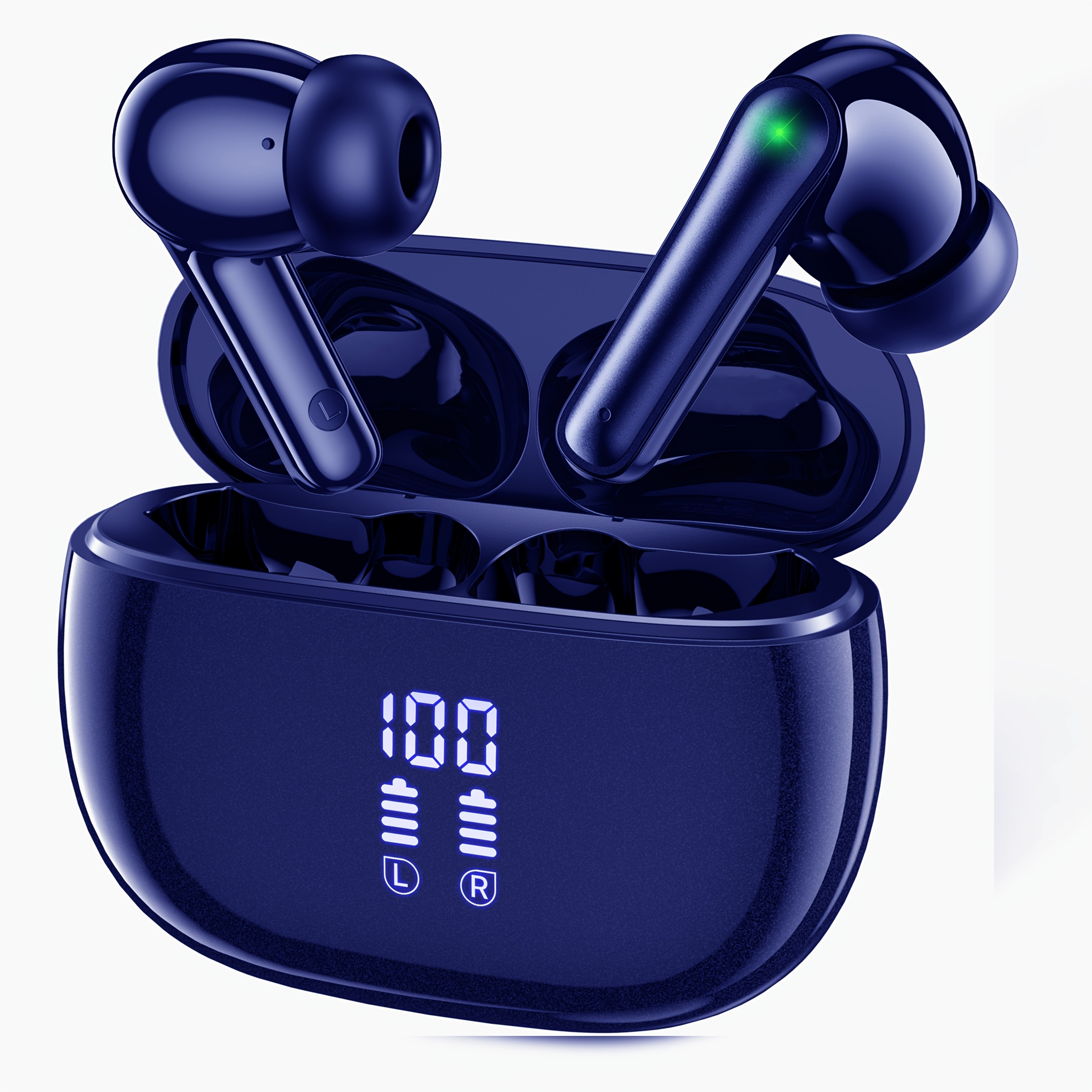 TEMU Écouteurs Bluetooth, 40H avec étui de charge V5.3, contrôle tactile, stéréo , micro ENC réducteur de bruit, étui de charge avec affichage LED,